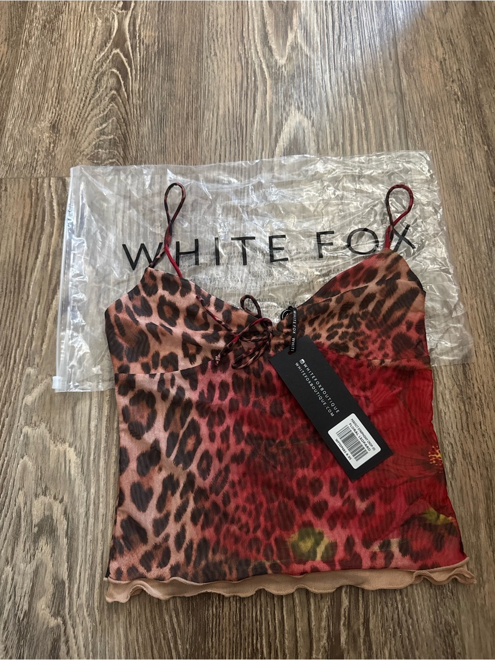 White Fox Boutique Red Leopard Print Spaghetti Strap Cami - Picture 3 of 5